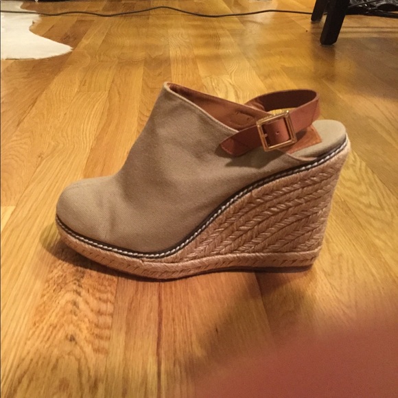 Tory Burch Khaki Wedges Size 10 - Picture 2 of 4